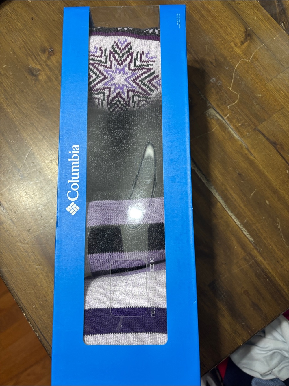 Columbia womens Lavender, Purple & Black Patterned Crew Socks